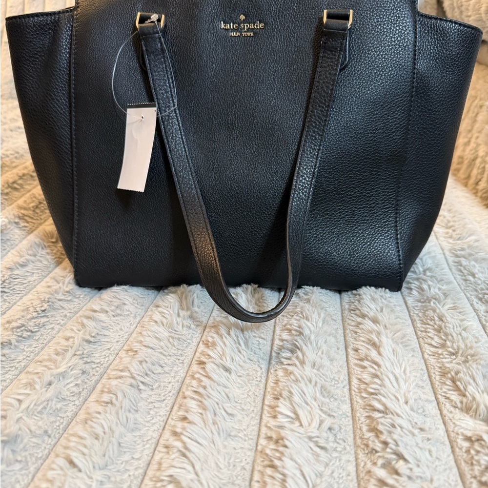 Kate Spade Midnight Black Pebbled Tote